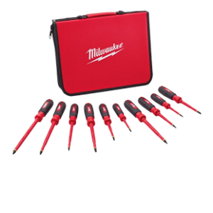 JUEGO DE DESTORNILLADORES AISLADOS A 1000V CON ESTUCHE DE ESPUMA (10 PIEZAS)